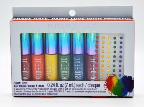 Prideful Feeling Tipsy 6 Bright Colors Polish With Gemstones