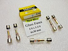 7 Amp Slow Blow Glass Fuses, 6 x 30mm 1/4 x 1-1/4 250 Volts, USA Fast Ship