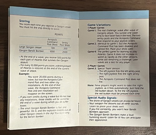 Cartuccia e manuale videogioco Atlantis ATARI 2600 1982 testato e funzionante! - Foto 6 di 7