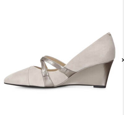 Ecco Belleair Wedge Heel Oyster Metallic Size 41 EU 10-10.5 US