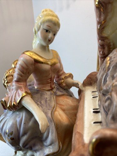 28” Figural Lamp Capodimonte Italian Design Grand Piano Lady & Gentleman - Picture 5 of 12