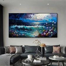 Seascape Hand Painted Oil Painting On Canvas  Wall ArtAbstract Ocean