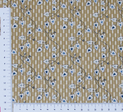 Blaue Herzchen auf Beige Serie Blue Dream Patchwork Baumwolle (0860)