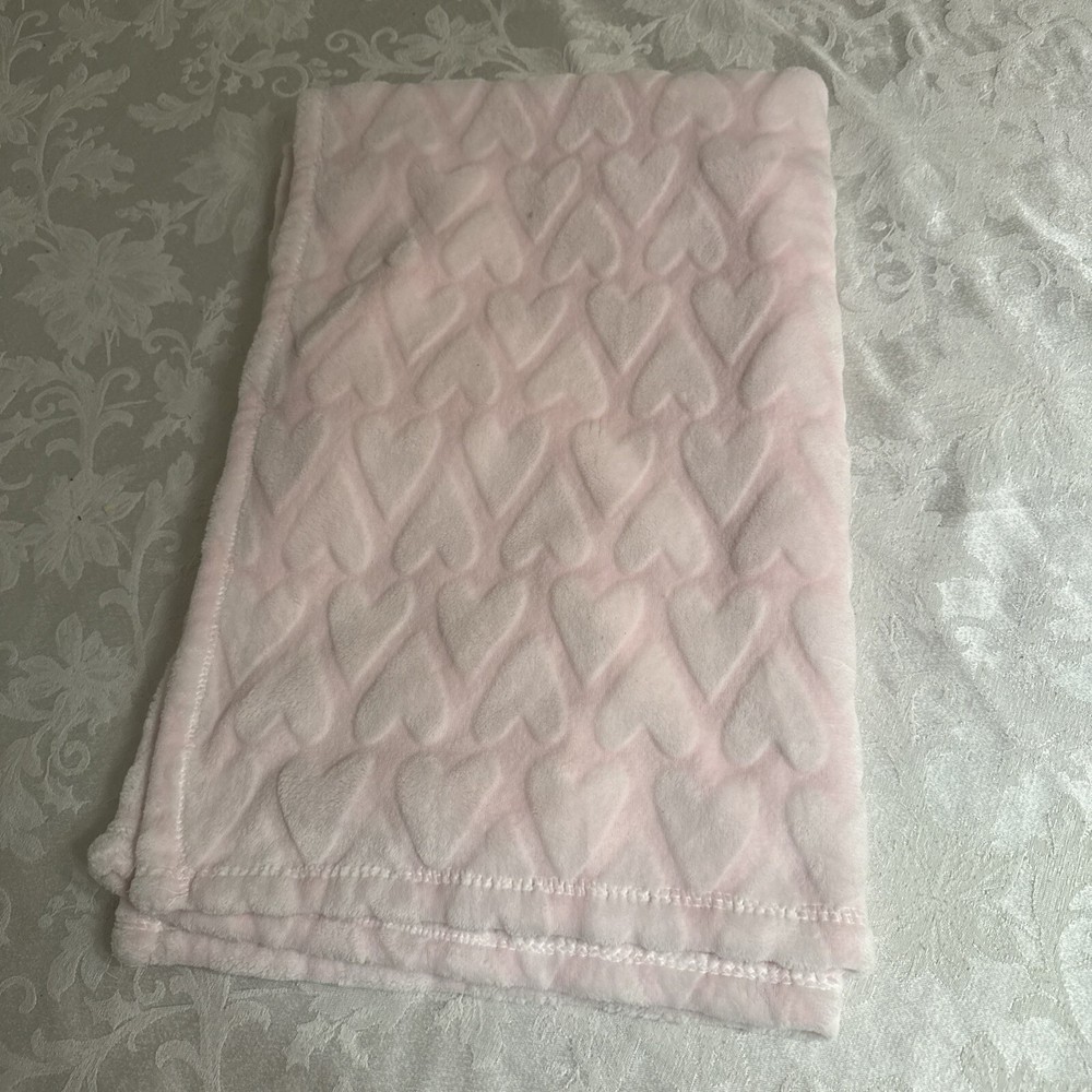 Cloud Island Pink Plush Heart Baby Blanket Soft Lovey for Girls