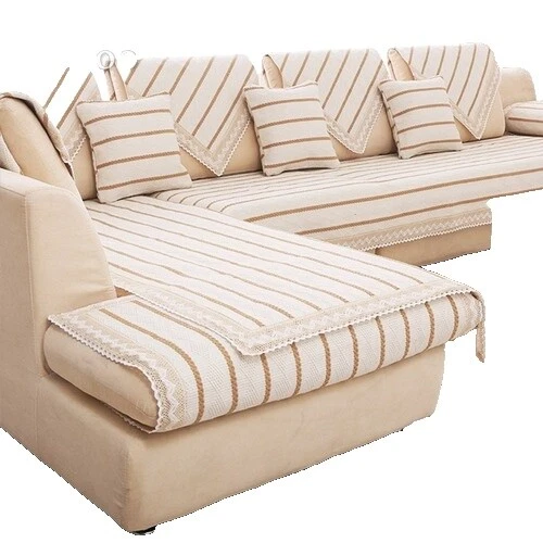 White Striped 100% Cotton Furniture Slipcovers