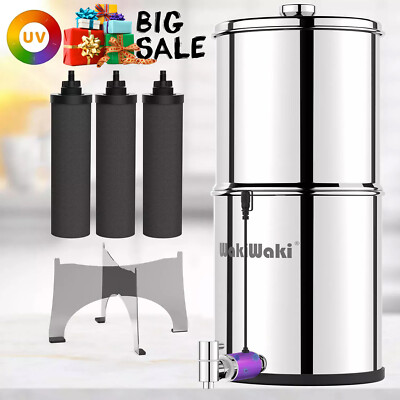 Gravity-Fed Stainless Steel Countertop Water Filter System 2.25G with 3 Elements