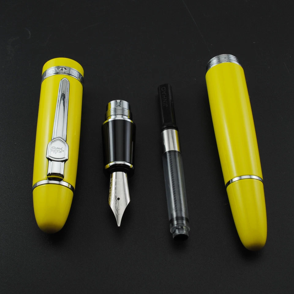 Promoción Jinhao 159 General Pluma Estilográfica Amarilla 2 Plumillas Mediano Fino Clip Plateado Foto 3 de 4