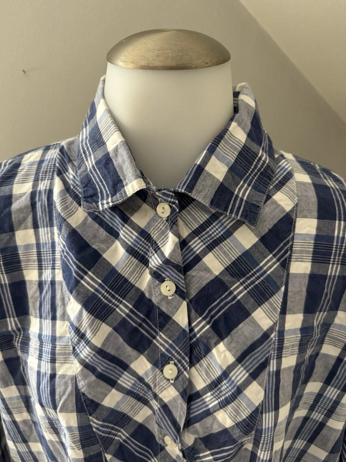 UNDERCOVER Camicia da notte donna Victoria’s Secret vintage etichetta oro blu a quadri camicia abito L