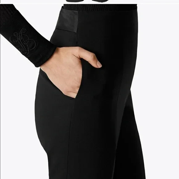 Tory Burch pantaloni neri Skylar lana smoking alla caviglia pantaloni alti taglia 6 nuovi con etichette