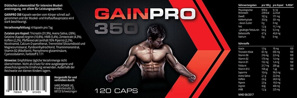 GainPro Masseaufbau anabol Testo Booster Natürlicher Ersatz für anabole Steroide - Bild 2 von 4