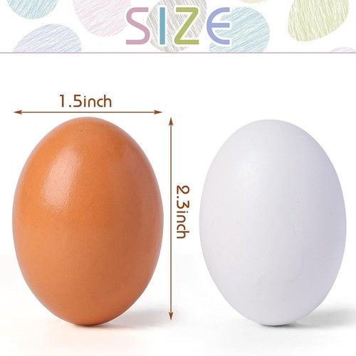 Wooden Fake Eggs 9 Pieces 2 Colors Wooden Egg Wood Eggs for Crafts Home Decor - Picture 2 of 11