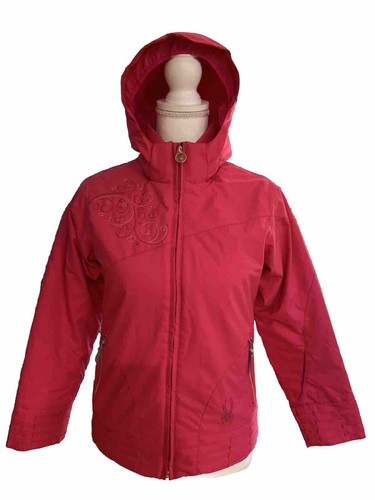 Spyder Girls Winter Ski Snow Insulated Full Zip Jacket SZ 12 Pink Removable Hood