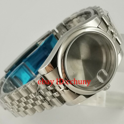36mm sapphire watch case silver jubliee solid glass fit for NH35 NH36 movement - Picture 2 of 6