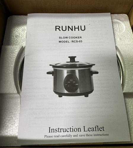 RUNHU Slow Cooker, 1.5-Quart Ceramic Pot with Auto Warm and Adjustable Temp - Picture 5 of 6