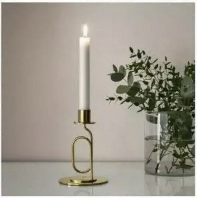 IKEA Candlestick Pärlband Parlband Stainless Steel Gold Effect 16 Cm