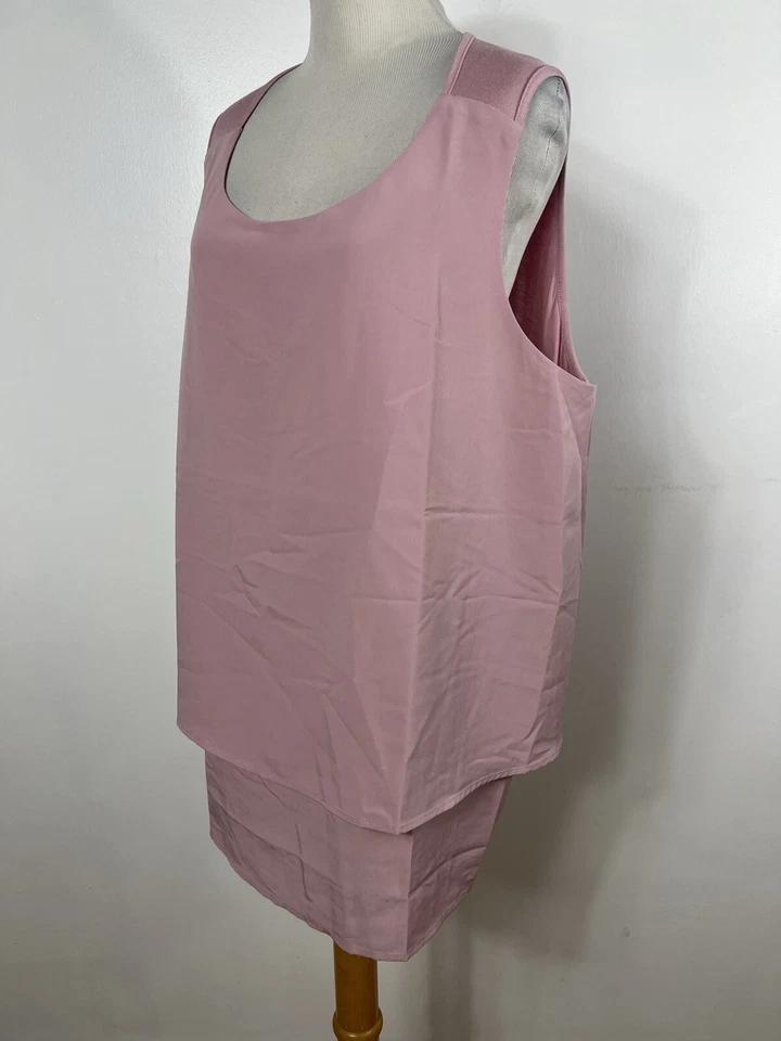 Camiseta sin mangas DG2 Diane Gilman 1X rosa rubor sin mangas elástica mujer A1 Foto 4 de 4