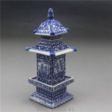 Old Collecting Antique Chinese Blue and White Porcelain Layered Tower Vases