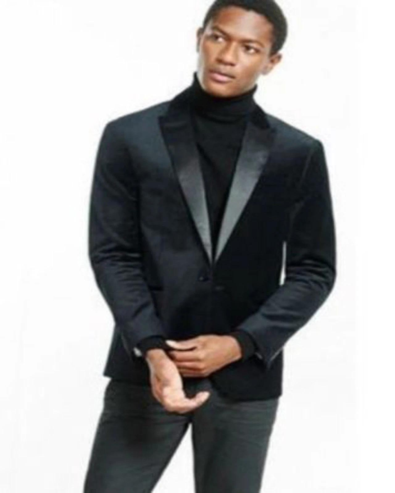 Men's Black Velvet Blazer Jacket Signed Wedding Bride and Groom Tuxedo Casual Italian