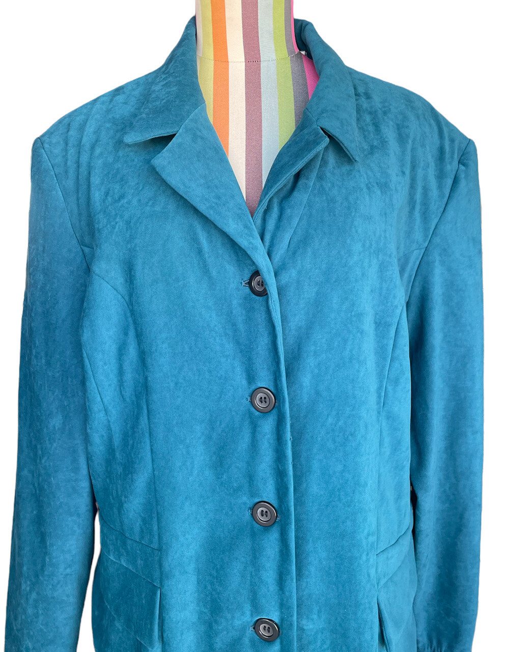 Amanda Smith Turquoise Button Down Gabardine/Dres… - image 2