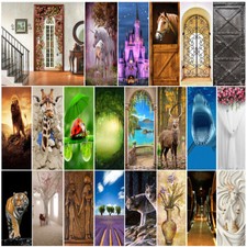 Wall Art Tiger Castle Unicorn Door Sticker PVC Decal Self-adhesive Wrap Mural 3D