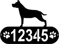 Staffordshire Terrier Dog PAWS House Address Sign - Made in USA
