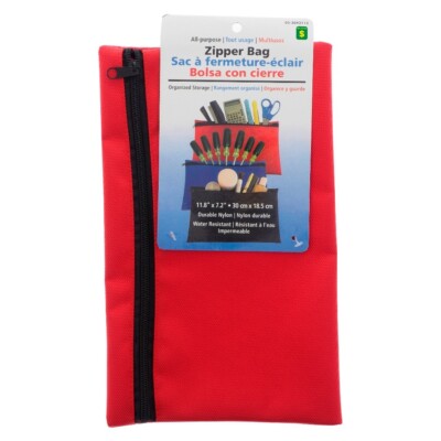 DOLLARAMA All Purpose Canvas Red Zipper Bag FREE SHIPPING