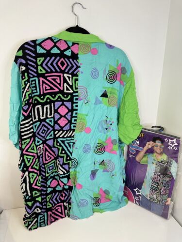 80s Costume Unisex Outfit Shirt Jogger Pant Retro Neon XL Plus Spirit Halloween - Picture 3 of 20