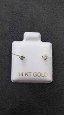 14 KT Yellow Gold Stud Earrings Screw Back pierced 3MM