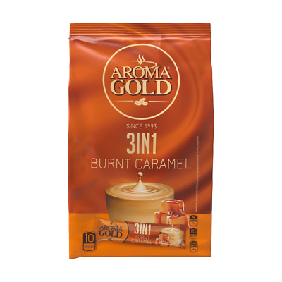 AROMA GOLD BURNT CARAMEL Flavor 3in1 Instant Coffee Sticks 170g 6oz