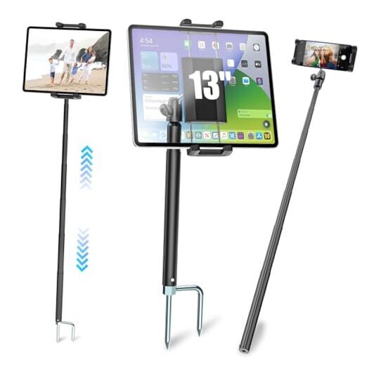 57-Inch Metal Monopod Tablet Stand with Tripod Base for Outdoor Use  