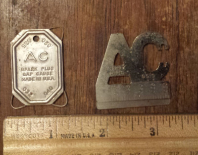 lot of 2 vintage AC Spark Plug Guage guages  -one is missing a loop