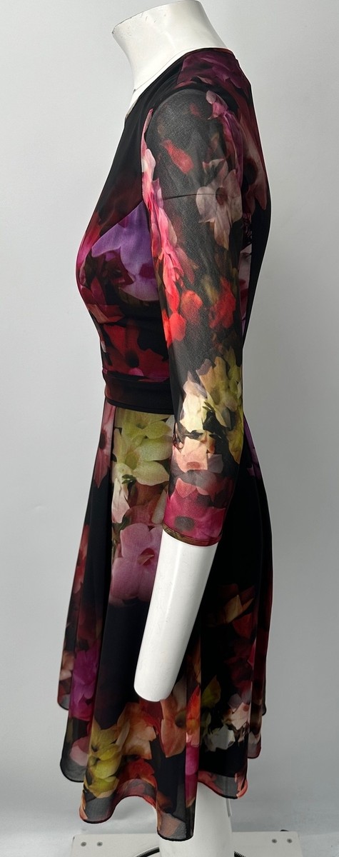 Ted Baker Sakina floral multicolor fit & flare 3/4 sleeve