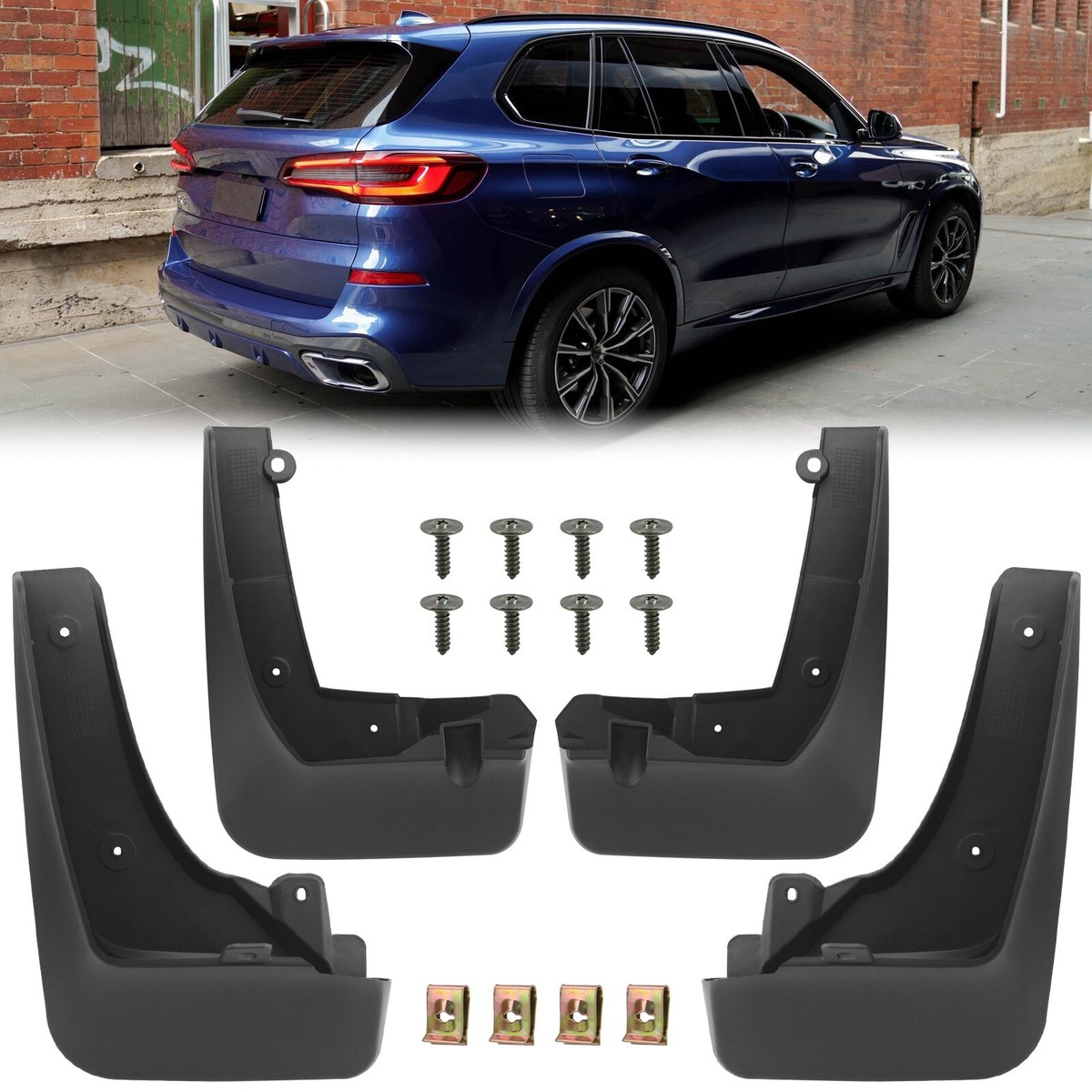 A-Premium Splash Guards For BMW X5 2020-2021 G05 - Front & Rear 4-Piece Mud Flap Set, Black PP+TPE