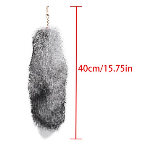 40cm Fluffy Faux Fox Fur Tail Keychain Tassel Bag Hanging Keyring Pendant Charm- - Picture 2 of 35