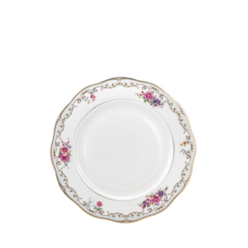 57 Piece Pink Floral Bone China Dinner Serving Dish Set for 8 - White Scalloped - Picture 5 of 6