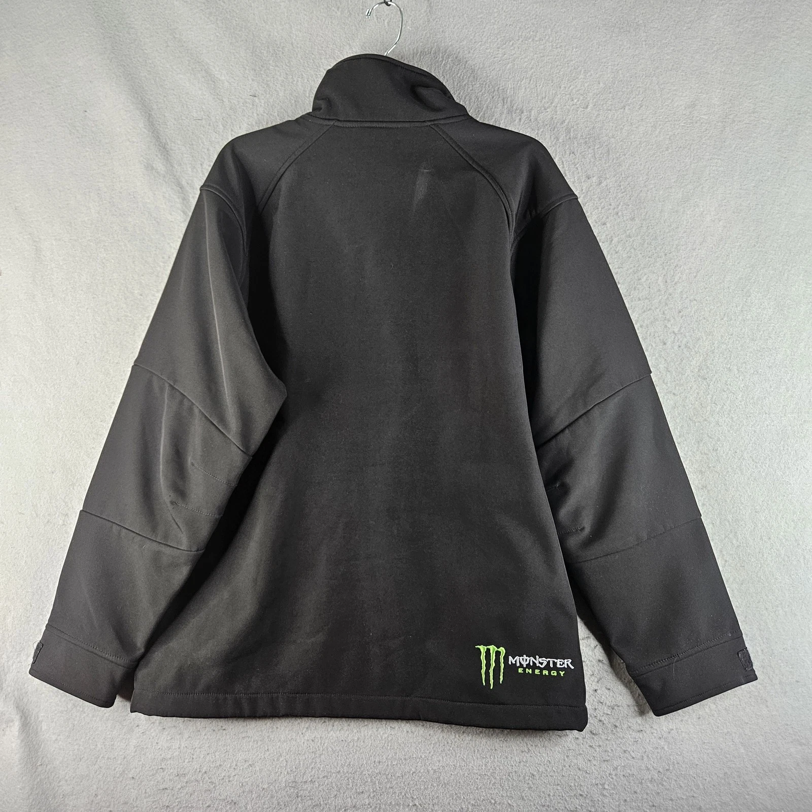 Monster Energy Jacket Mens Large Black Softshell Full Zip Embroidered Logo - product detail image 13