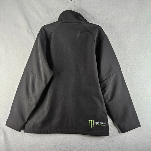 Monster Energy Jacket Mens Large Black Softshell Full Zip Embroidered Logo image 13