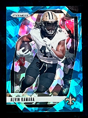 2024 Panini Prizm Alvin Kamara Blue Cracked Ice 53/99 New Orleans Saints #204