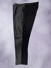 H by Halston Plus Sz 26W Dual Fabric Black Faux Leather/Ponte Knit Leggings