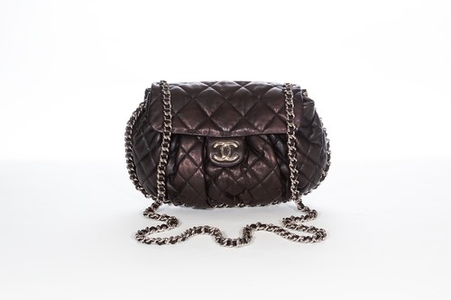 CHANEL Quilted Chain Around Flap Iridescent Calfskin Leather Shoulder Bag A49889