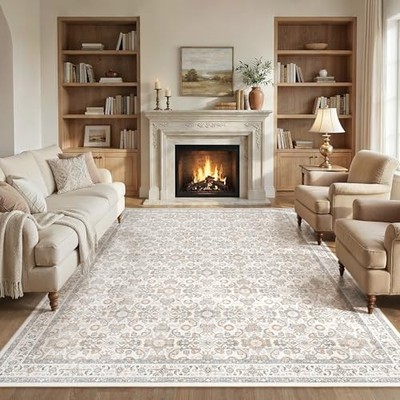  Living Room Area Rugs 8x10: Soft Non-Slip Backing Washable Rugs Vintage Large 