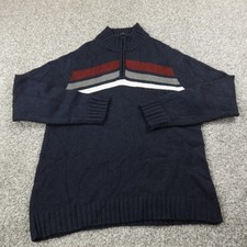 Eddie Bauer Sweater Mens XL Blue Wool 1/4 Zip Pullover Sweatshirt Outdoor Hiking