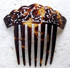 Victorian faux tortoiseshell hair comb flower design - NO US IMPORT FEES