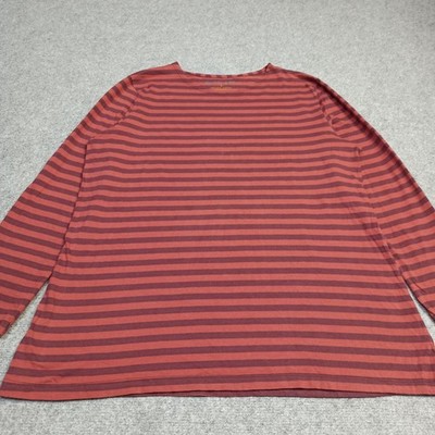 Gudrun Sjoden Damen Shirt Größe L Rot Organische Baumwolle Jersey Gestreift Top