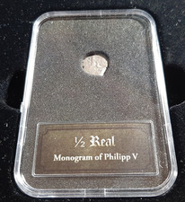 2 historische M&uuml;nzen - 1/2 Real - Monogramm Philipp V. + ???M&uuml;nze - Zertifikat