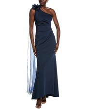Eliza J One Shoulder Pleated Mermaid Gown Women's