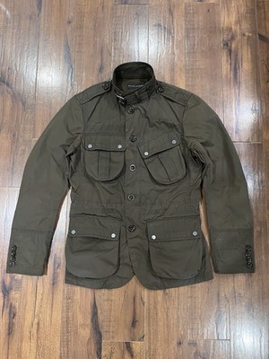 Ralph Lauren Black Label Nylon Moto/Biker Jacket Mens S Olive Utility Cargo Rare
