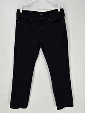 True Religion Jeans Mens 36x32 Black Ricky Relaxed Straight Flap Pockets
