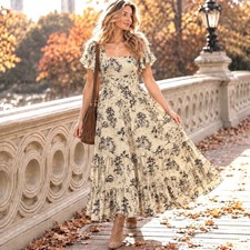 Anthropologie J Gee Sz Medium Maxi Dress Cottagecore Prairie Romantic Boho Chic