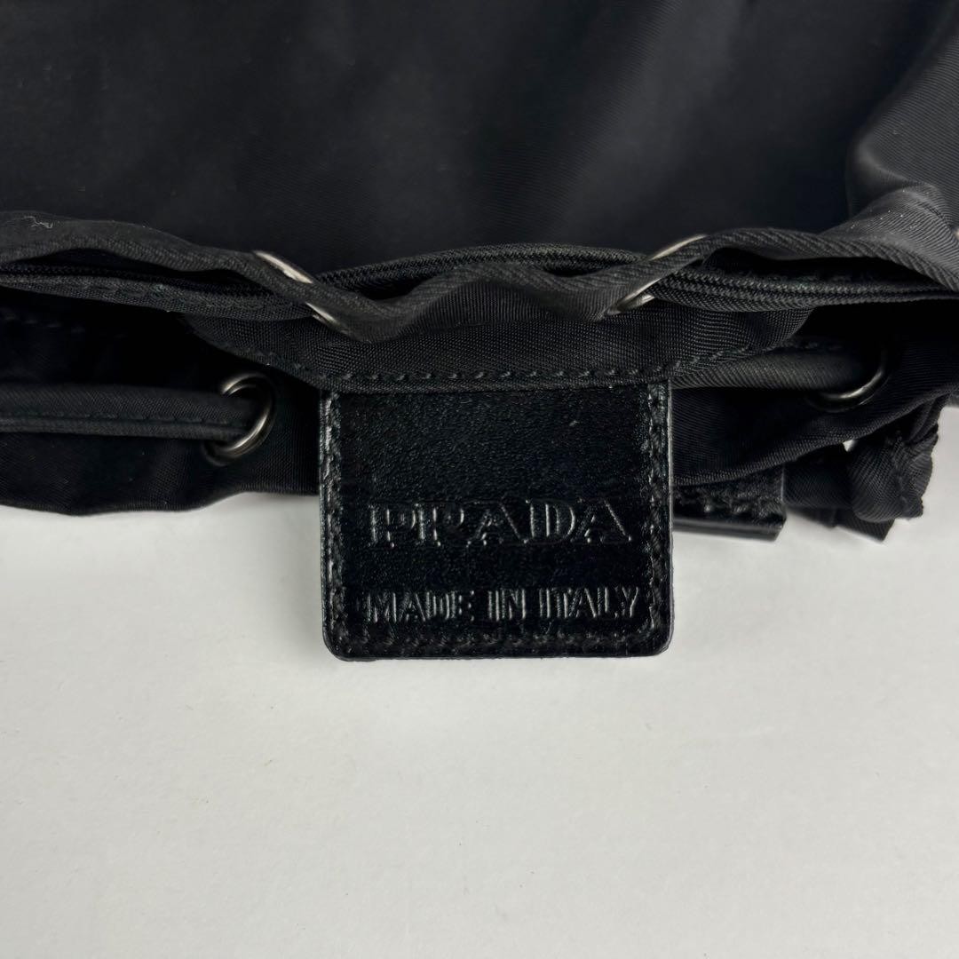 PRADA Drawstring Pouch Mini Bag Triangle Logo Bla… - image 12